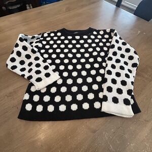 Northeast Knitting Mills Sweater Kids 5-6 Black White Polka Dot Pullover USA